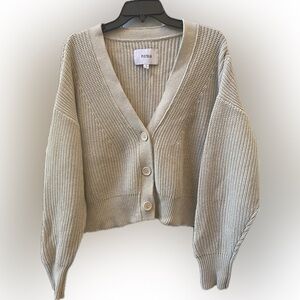 Pistola Women's Tan Cable Knit Cardigan Sweater Size Medium